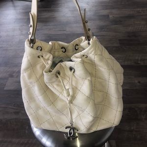 White Chanel Bucket Bag